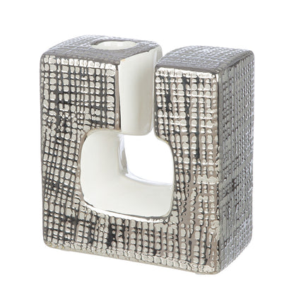 Κηροπήγιο "Boston" Κεραμικό Ασημί Λευκό 115X6X125Cm 115X6X125Cm - Hippiehome.gr