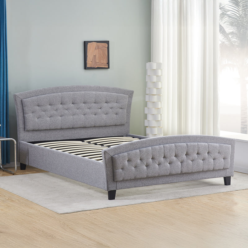 Κρεβάτι Camaro pakoworld ύφασμα σε γκρι απόχρωση160x200εκ - Hippiehome.gr