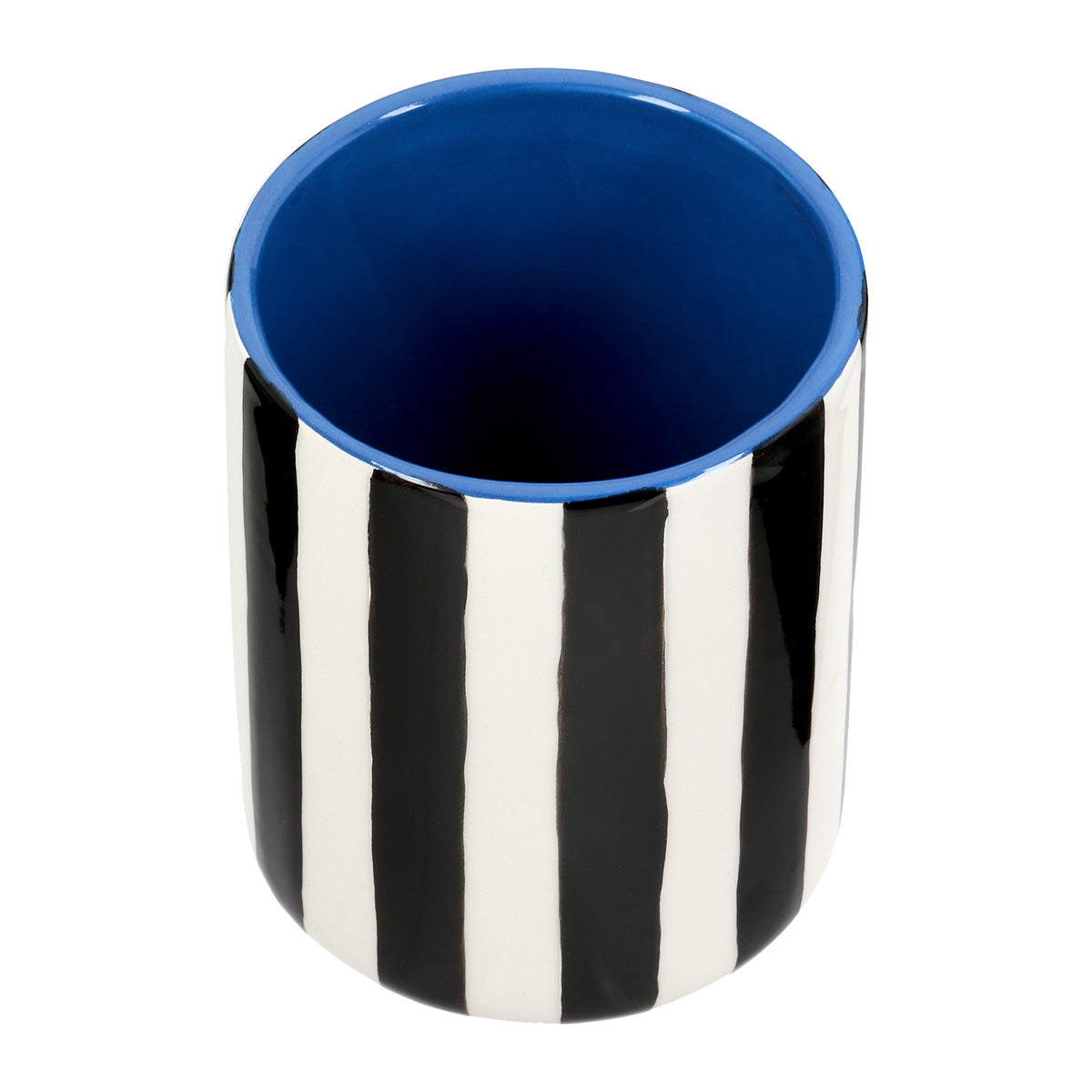Βάζο Ριγέ Κεραμικό Μαύρο Λευκό D10X13Cm D10X13Cm - Hippiehome.gr