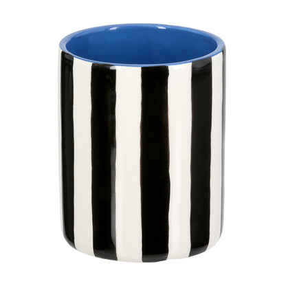Βάζο Ριγέ Κεραμικό Μαύρο Λευκό D10X13Cm D10X13Cm - Hippiehome.gr