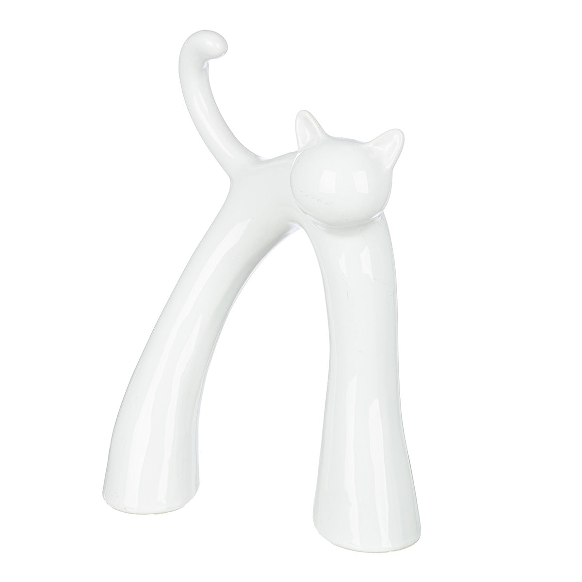 Φιγούρα Cat "Kara" Κεραμικό Ασημένιο Λευκό PU Pcs. Assorted 16x5x22cm - Hippiehome.gr