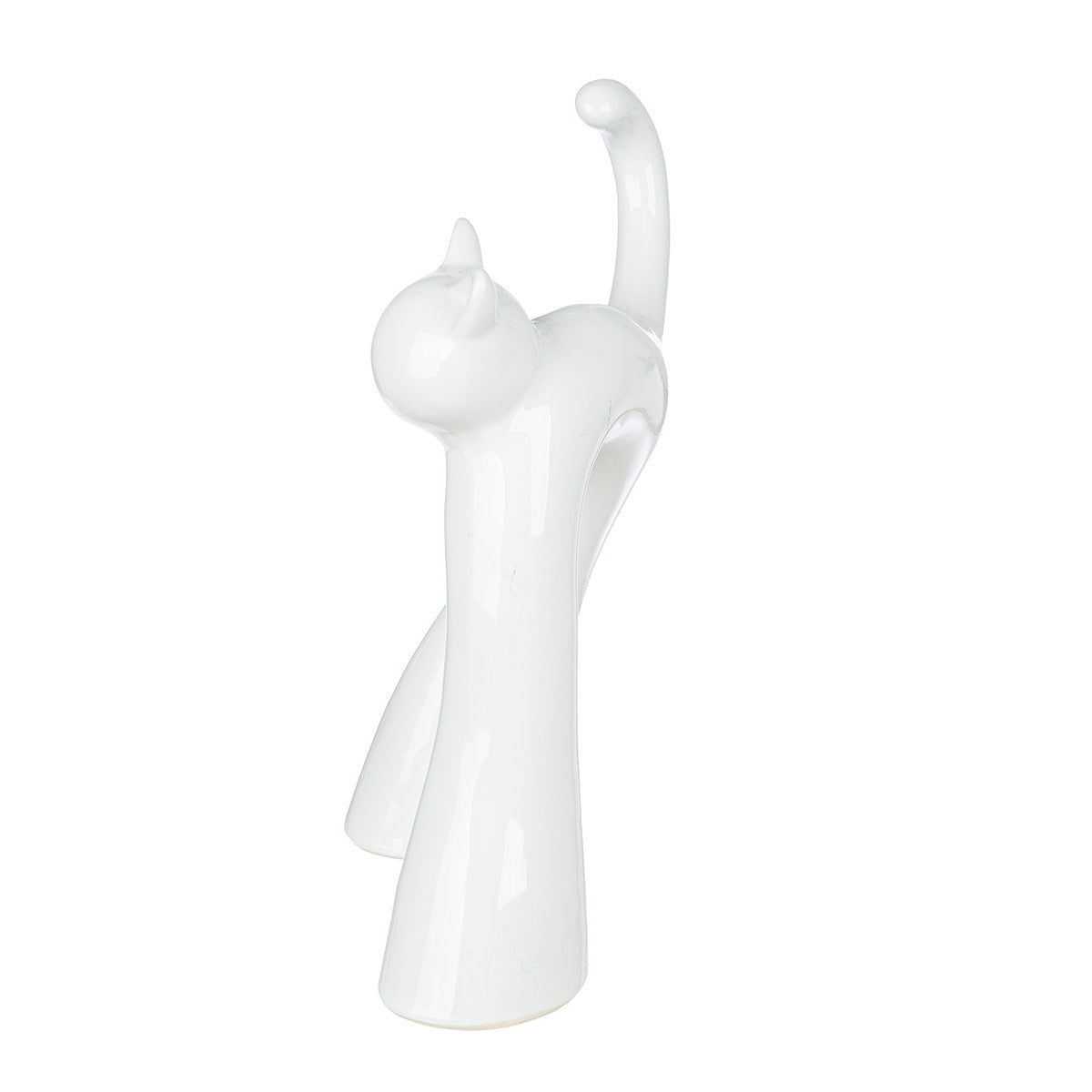 Φιγούρα Cat "Kara" Κεραμικό Ασημένιο Λευκό PU Pcs. Assorted 16x5x22cm - Hippiehome.gr
