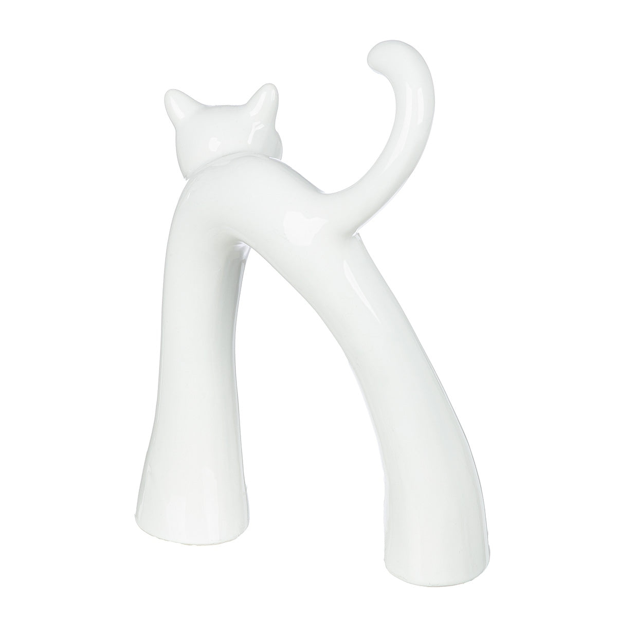 Φιγούρα Cat "Kara" Κεραμικό Ασημένιο Λευκό PU Pcs. Assorted 16x5x22cm - Hippiehome.gr