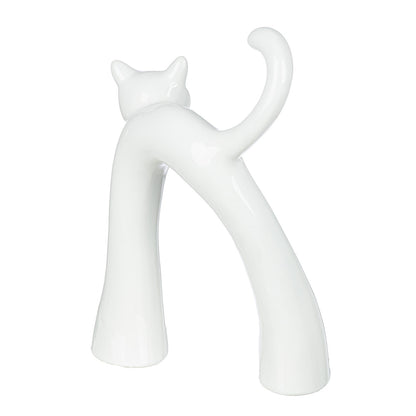 Φιγούρα Cat "Kara" Κεραμικό Ασημένιο Λευκό PU Pcs. Assorted 16x5x22cm - Hippiehome.gr