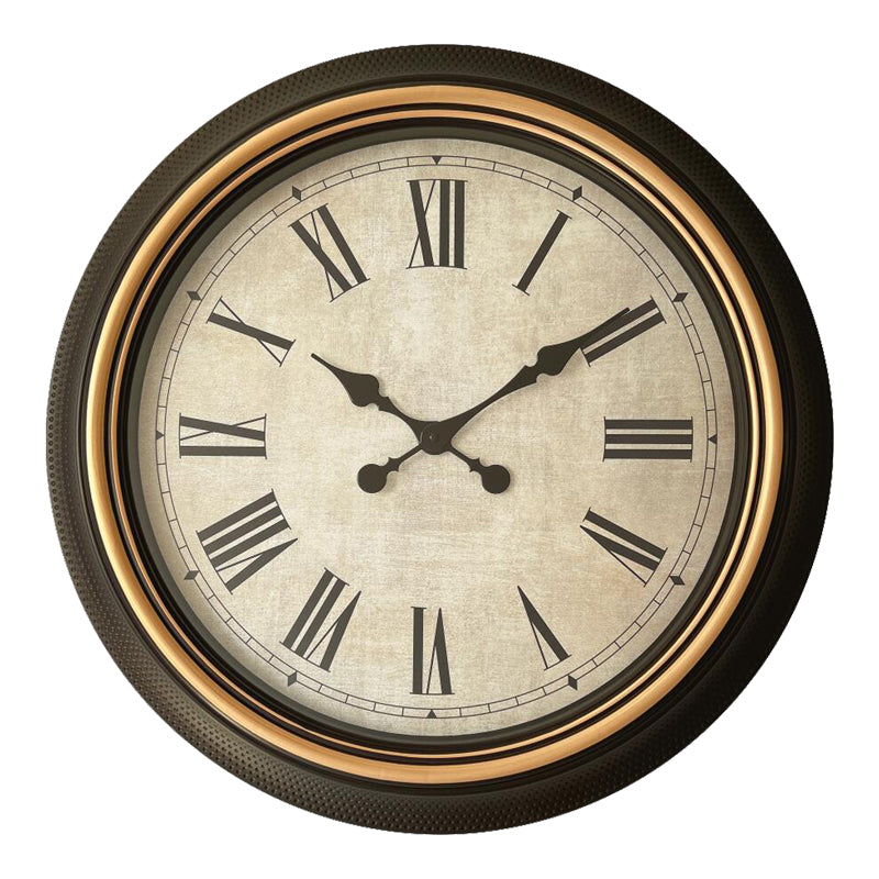 Plasma Inart wall clock in antique black and gold tone Φ63.5x5.6cm