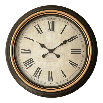 Plasma Inart wall clock in antique black and gold tone Φ63.5x5.6cm