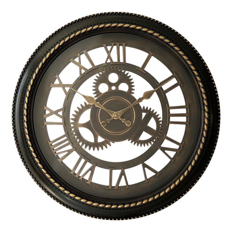 Ferm Inart wall clock in antique black and gold tone Φ61x6cm