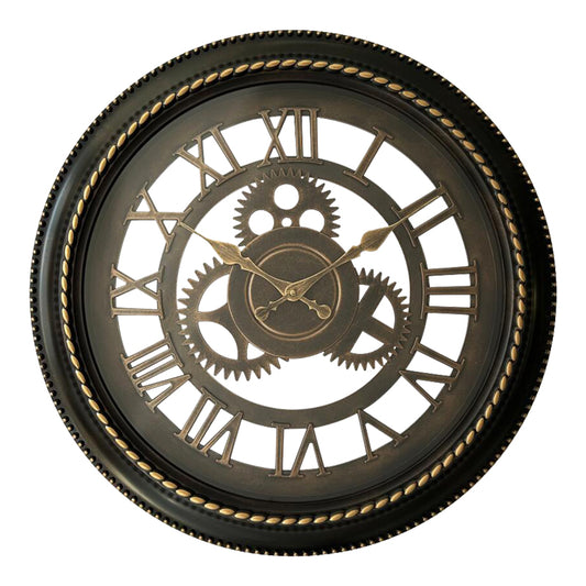 Ferm Inart wall clock in antique black and gold tone Φ61x6cm