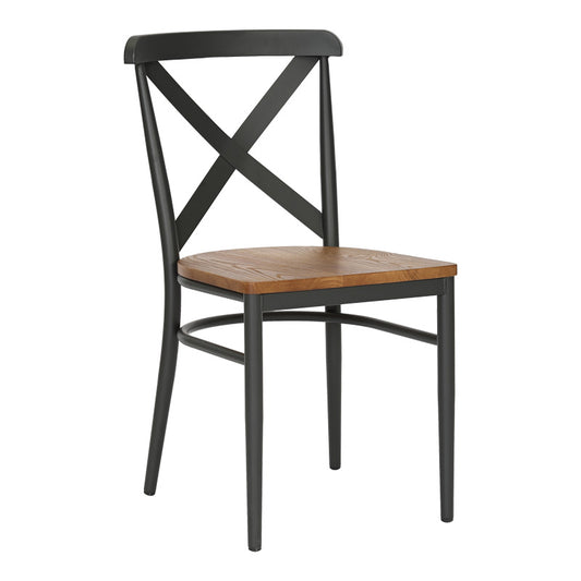 Καρέκλα Ferona pakoworld σκελετός ανθρακί μέταλλο με rubberwood σε φυσική απόχρωση 52.5x44.5x84εκ - Hippiehome.gr