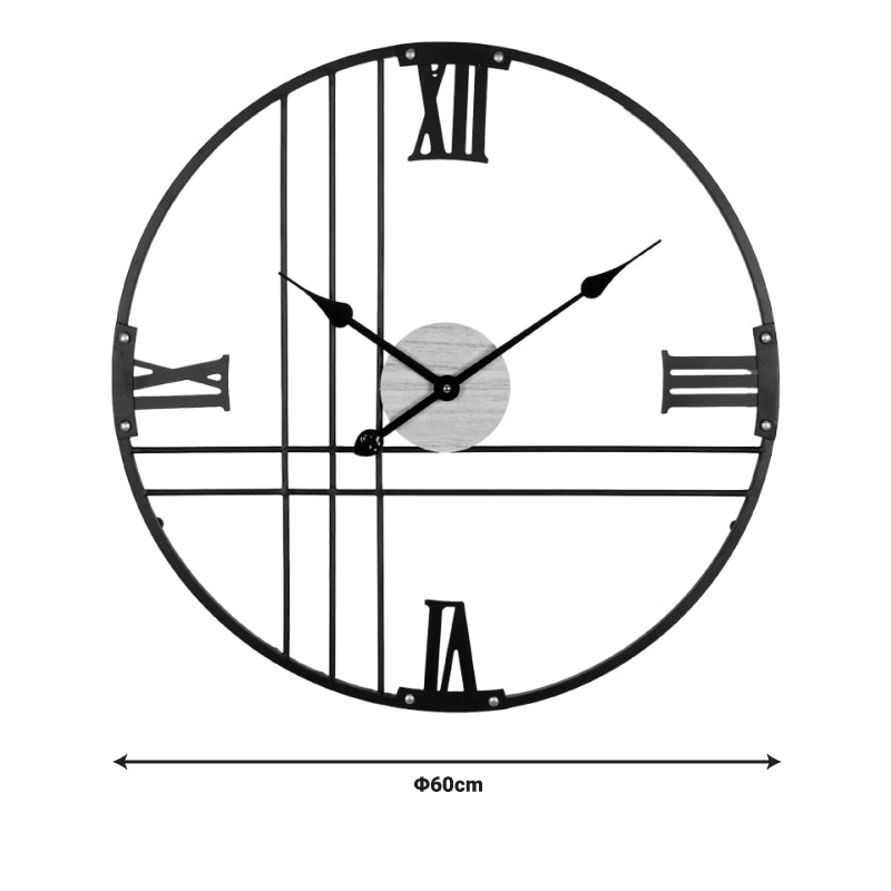 Ρολόι τοίχου Latine Inart μέταλλο σε μαύρη απόχρωση 60x2.5x60εκ - Hippie Home 