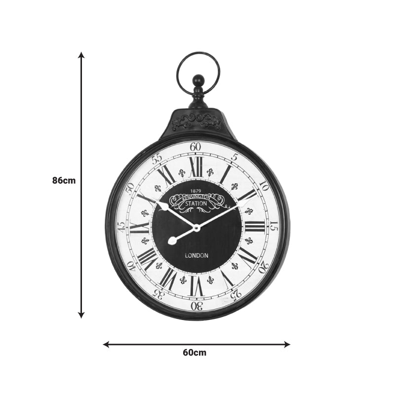 Ρολόι τοίχου Cloco Inart μέταλλο σε μαύρη απόχρωση 60x6x86εκ - Hippie Home 