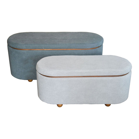 Tara Inart trunk stool set of 2 velvet fabric in dark gray and charcoal shade