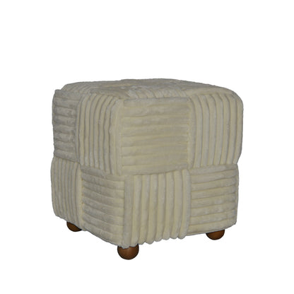 Cuirl Inart bouclé fabric stool in white shade 45x45x45cm