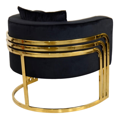 Πολυθρόνα Roblu pakoworld χρυσό μέταλλο και βελούδο σε μαύρη απόχρωση 72x77.4x70εκ - Hippiehome.gr