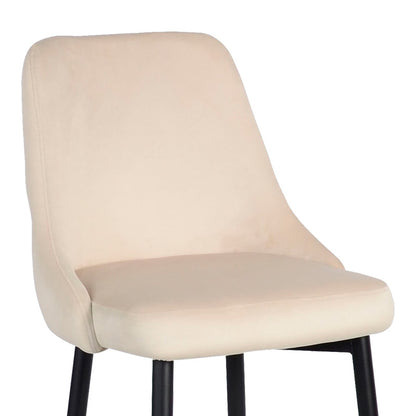 Σκαμπό μπαρ Zedna pakoworld μπεζ βελούδο με μαύρα μεταλλικά πόδια 52x57x111εκ - Hippiehome.gr