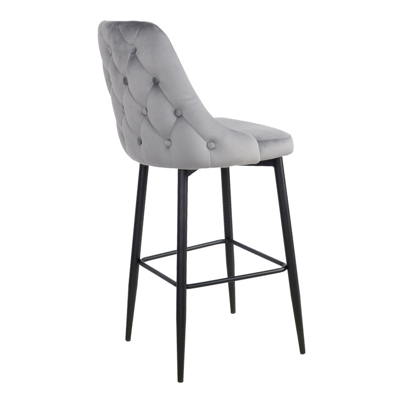 Σκαμπό μπαρ Zedna pakoworld γκρι βελούδο με μαύρα μεταλλικά πόδια 52x57x111εκ - Hippiehome.gr