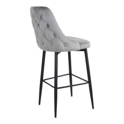 Σκαμπό μπαρ Zedna pakoworld γκρι βελούδο με μαύρα μεταλλικά πόδια 52x57x111εκ - Hippiehome.gr