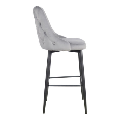 Σκαμπό μπαρ Zedna pakoworld γκρι βελούδο με μαύρα μεταλλικά πόδια 52x57x111εκ - Hippiehome.gr