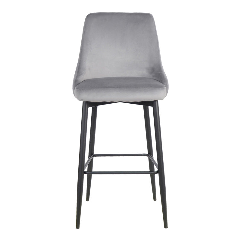 Σκαμπό μπαρ Zedna pakoworld γκρι βελούδο με μαύρα μεταλλικά πόδια 52x57x111εκ - Hippiehome.gr