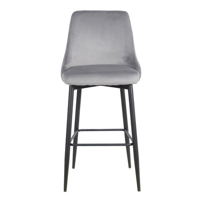 Σκαμπό μπαρ Zedna pakoworld γκρι βελούδο με μαύρα μεταλλικά πόδια 52x57x111εκ - Hippiehome.gr