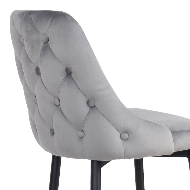 Σκαμπό μπαρ Zedna pakoworld γκρι βελούδο με μαύρα μεταλλικά πόδια 52x57x111εκ - Hippiehome.gr