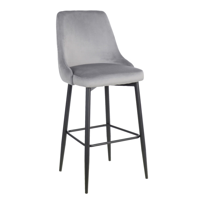 Σκαμπό μπαρ Zedna pakoworld γκρι βελούδο με μαύρα μεταλλικά πόδια 52x57x111εκ - Hippiehome.gr