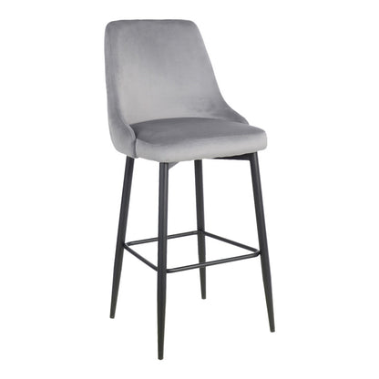 Σκαμπό μπαρ Zedna pakoworld γκρι βελούδο με μαύρα μεταλλικά πόδια 52x57x111εκ - Hippiehome.gr