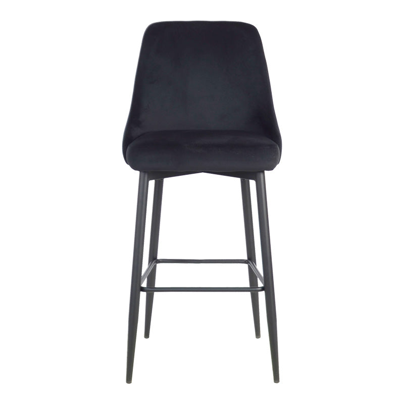 Σκαμπό μπαρ Zedna pakoworld μαύρο βελούδο με μαύρα μεταλλικά πόδια 52x57x111εκ - Hippiehome.gr