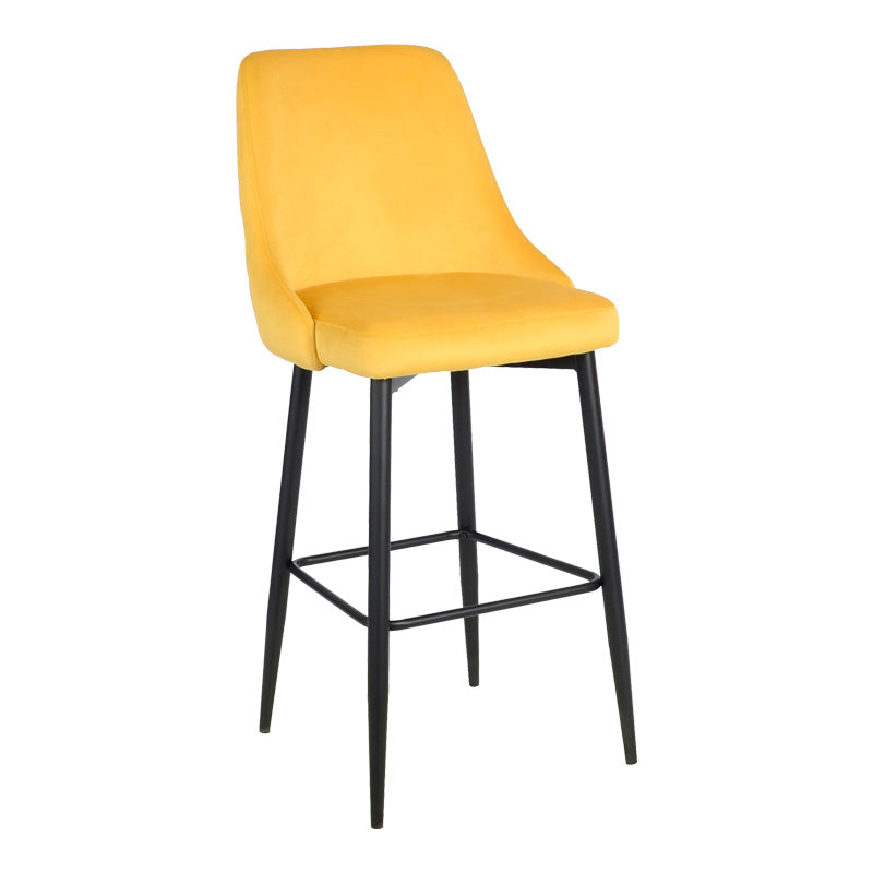 Σκαμπό μπαρ Zedna pakoworld κίτρινο βελούδο με μαύρα μεταλλικά πόδια 52x57x111εκ - Hippiehome.gr