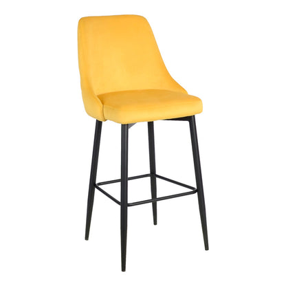 Σκαμπό μπαρ Zedna pakoworld κίτρινο βελούδο με μαύρα μεταλλικά πόδια 52x57x111εκ - Hippiehome.gr