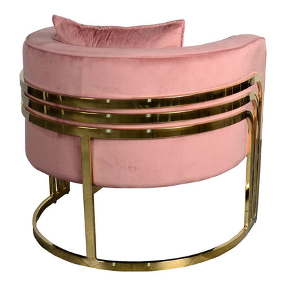 Πολυθρόνα Roblu pakoworld χρυσό μέταλλο και βελούδο σε απόχρωση σάπιο μήλο 72x77.4x70εκ - Hippiehome.gr