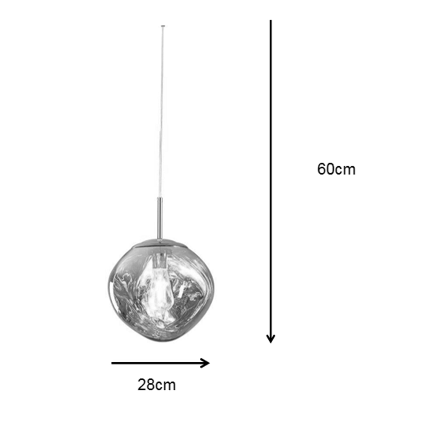 Φωτιστικό οροφής μονόφωτο Gloine pakoworld E27 σε ασημί απόχρωση Φ28x60εκ - Hippiehome.gr