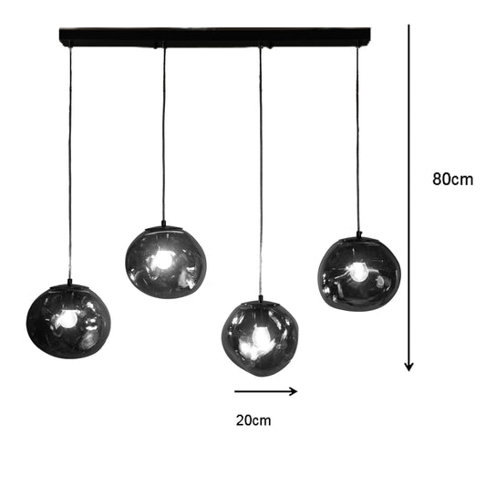 Φωτιστικό οροφής πολύφωτο Vidro pakoworld E27 σε ασημί απόχρωση 60x15x80εκ - Hippiehome.gr