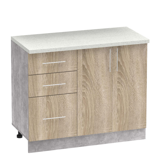 Σύνθεση κουζίνας Festa I pakoworld μελαμίνη σε sonoma απόχρωση και πάγκο σε ανοιχτό γκρι 100x60x85εκ - Hippiehome.gr