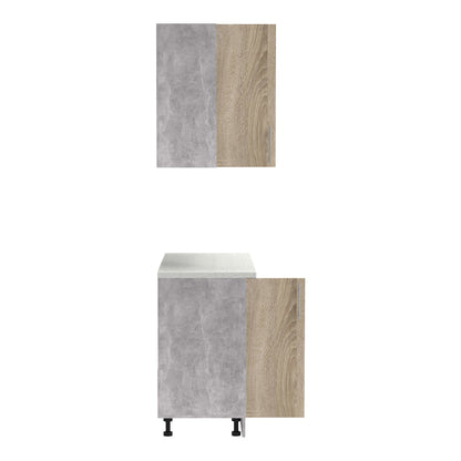 Σύνθεση κουζίνας Festa I pakoworld μελαμίνη σε sonoma απόχρωση και πάγκο σε ανοιχτό γκρι 100x60x85εκ - Hippiehome.gr