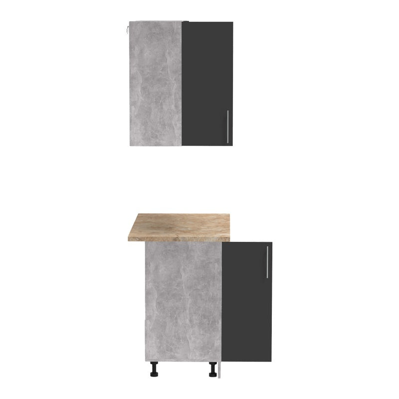 Σύνθεση κουζίνας Festa I pakoworld μελαμίνη σε ανθρακί και πάγκο σε sonoma απόχρωση 100x60x85εκ - Hippiehome.gr