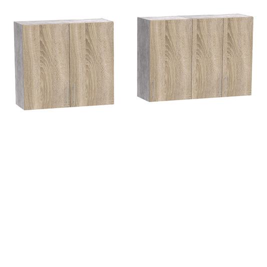 Σύνθεση κουζίνας Festa V pakoworld μελαμίνη σε sonoma απόχρωση και πάγκο σε ανοιχτό γκρι 180x60x85εκ - Hippiehome.gr