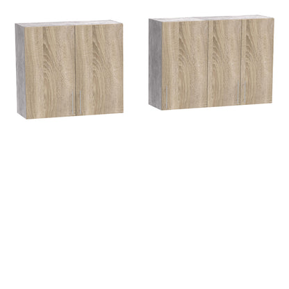 Σύνθεση κουζίνας Festa V pakoworld μελαμίνη σε sonoma απόχρωση και πάγκο σε ανοιχτό γκρι 180x60x85εκ - Hippiehome.gr