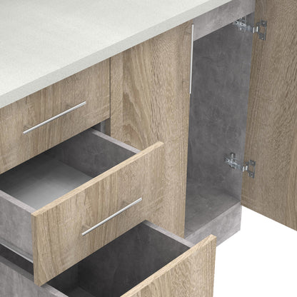 Σύνθεση κουζίνας Festa V pakoworld μελαμίνη σε sonoma απόχρωση και πάγκο σε ανοιχτό γκρι 180x60x85εκ - Hippiehome.gr