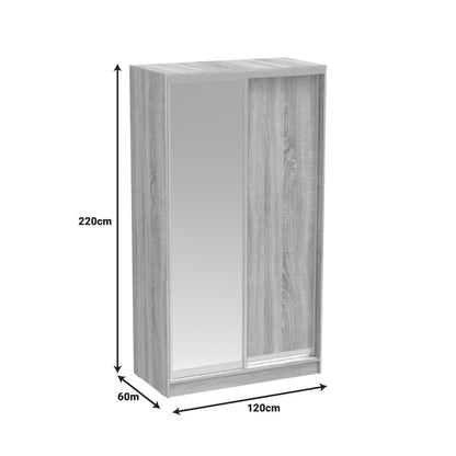 Ντουλάπα δίφυλλη συρόμενη με καθρέφτη Korredor pakoworld σε wenge απόχρωση 120x60x220εκ - Hippiehome.gr