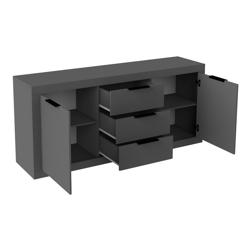 Μπουφές Doha pakoworld σε ανθρακί απόχρωση 180x45x80.5εκ - Hippiehome.gr