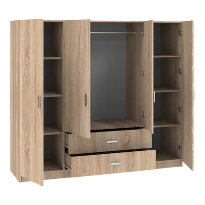 Ντουλάπα τετράφυλλη Royal pakoworld με συρτάρια sonoma 200x58x177εκ - Hippiehome.gr