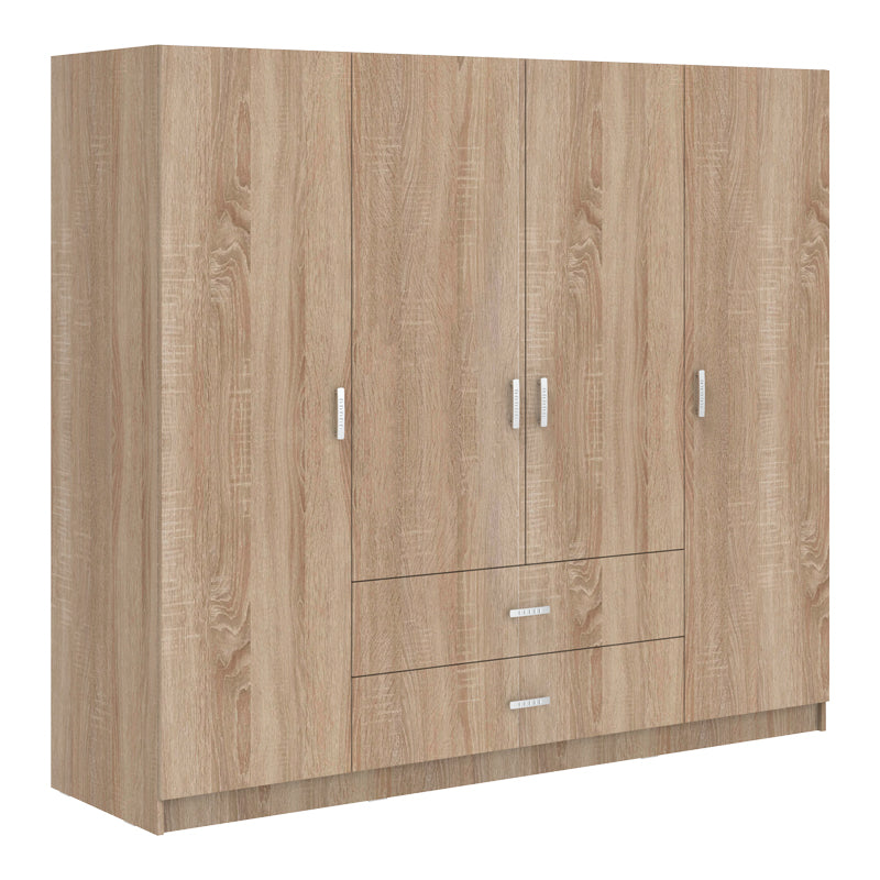 Ντουλάπα τετράφυλλη Royal pakoworld με συρτάρια sonoma 200x58x177εκ - Hippiehome.gr