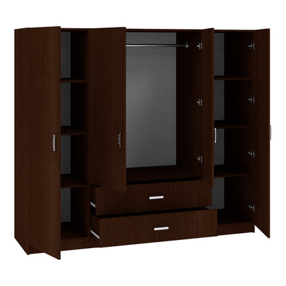 Ντουλάπα τετράφυλλη Royal pakoworld με συρτάρια wenge 200x58x177εκ - Hippiehome.gr