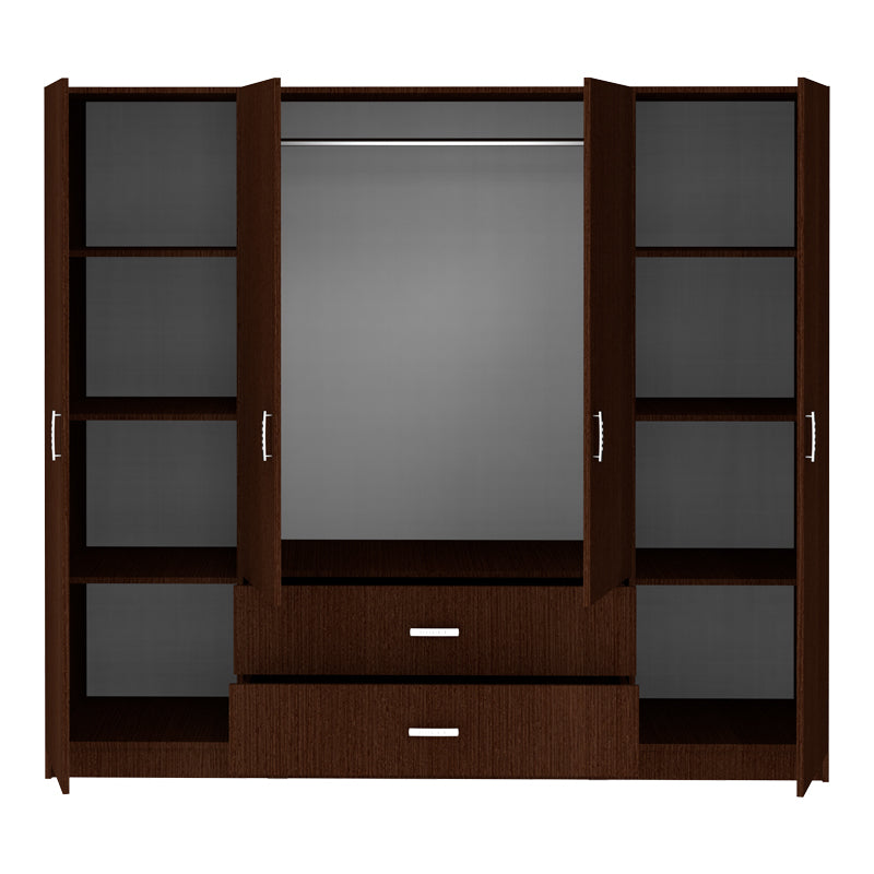 Ντουλάπα τετράφυλλη Royal pakoworld με συρτάρια wenge 200x58x177εκ - Hippiehome.gr