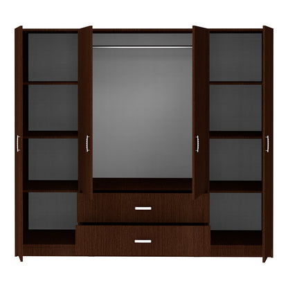 Ντουλάπα τετράφυλλη Royal pakoworld με συρτάρια wenge 200x58x177εκ - Hippiehome.gr