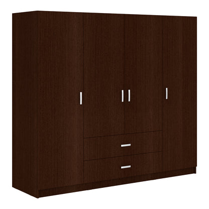 Ντουλάπα τετράφυλλη Royal pakoworld με συρτάρια wenge 200x58x177εκ - Hippiehome.gr