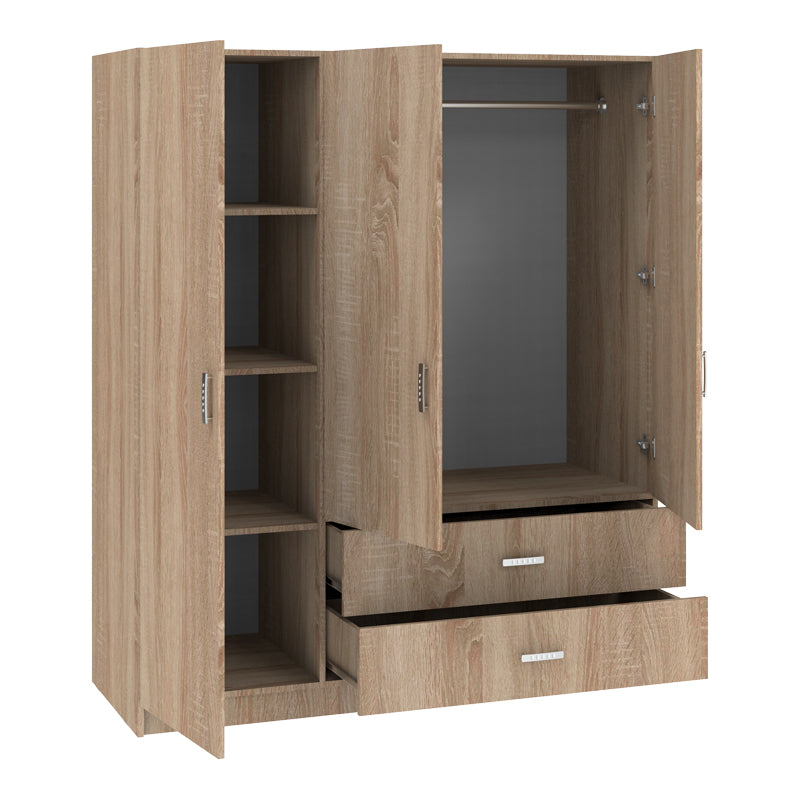 Ντουλάπα τρίφυλλη Royal pakoworld με συρτάρια sonoma 150x58x177εκ - Hippiehome.gr