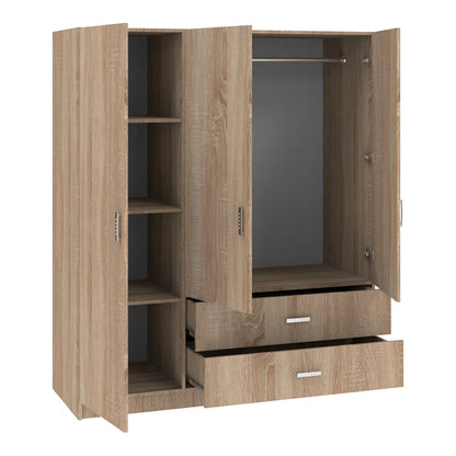 Ντουλάπα τρίφυλλη Royal pakoworld με συρτάρια sonoma 150x58x177εκ - Hippiehome.gr