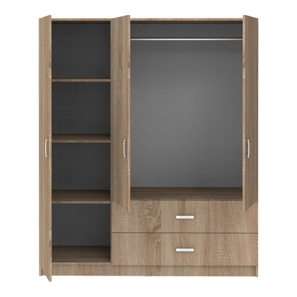 Ντουλάπα τρίφυλλη Royal pakoworld με συρτάρια sonoma 150x58x177εκ - Hippiehome.gr